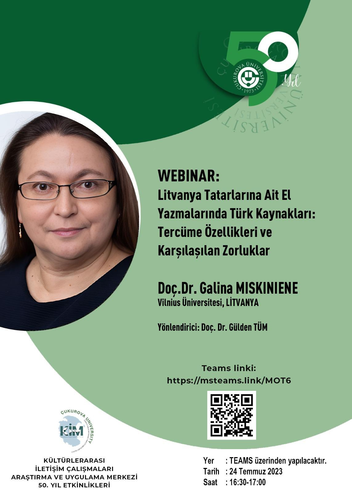 KİM Webinar: Doç.Dr. Galina Miskiniene - Litvanya Tatarlarına Ait El Yazmalarında Türk Kaynakları: Tercüme Özellikleri ve Karşılaşılan Zorluklar